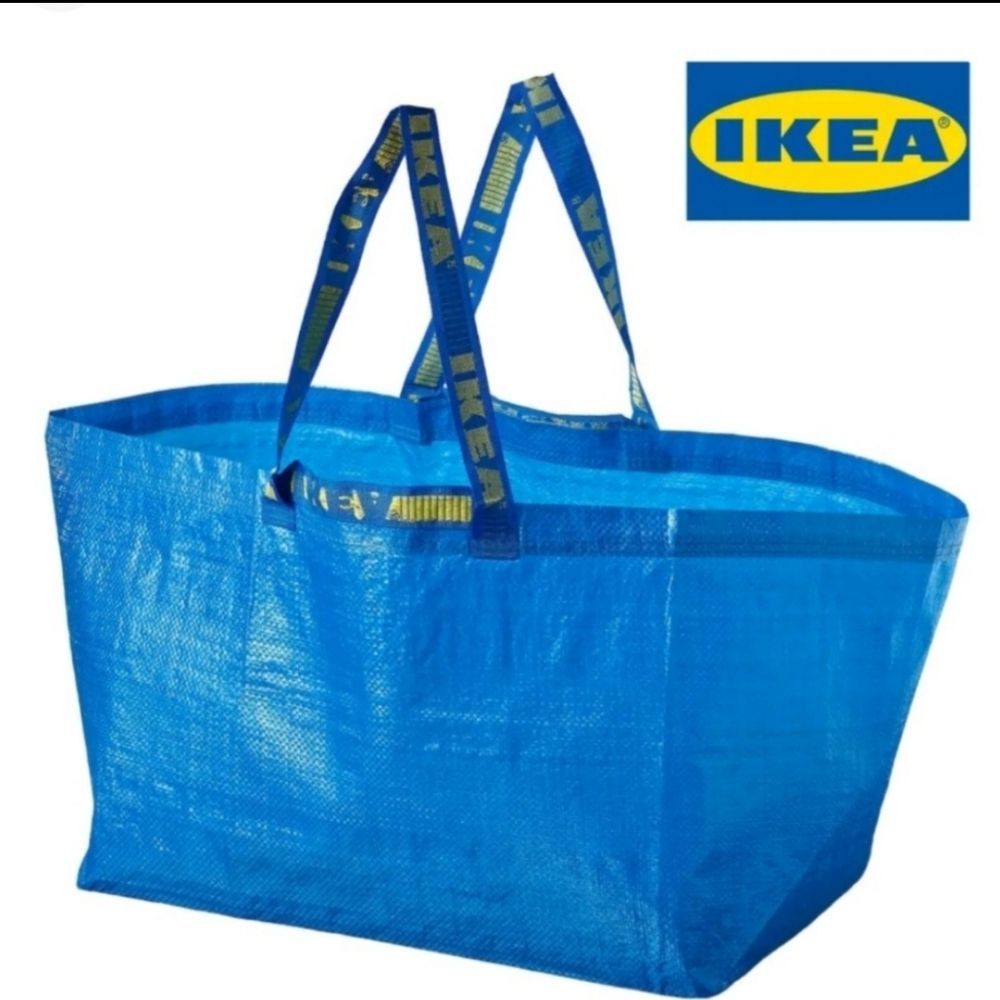 Set of 3 IKEA Bags 1 19-Gallon Blue Frakta & 2 Skyne White & Black Stripes - Picture 2 of 3